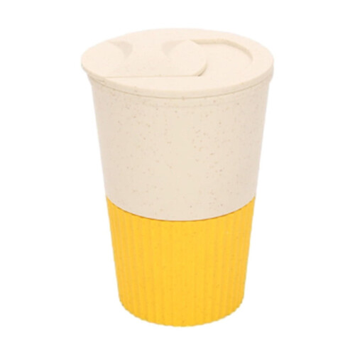 Wiederverwendbarer Kaffeebecher mit Deckel, gelb, 355 ml