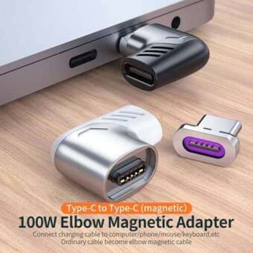 100W/5A Magnetický USB-C adaptér s rychlonabíjením, černý, černý 2