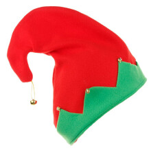 Bonnet de lutin en peluche avec clochette en métal - Chapeau de Noël