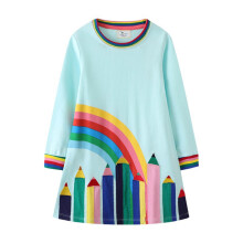 Katoenen jurk met lange mouwen voor meisjes, lente-outfit, maat 2-7 jaar