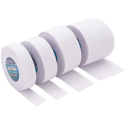 Bande élastique plate blanche, très extensible, 4 tailles