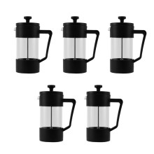 5X Macchina per Caffè E Tè French Press, Pressa per Caffè Nel Vetro Borosilicato Addensato Antiruggine E Lavabile Nel Lavastoviglie, Nera