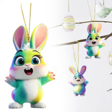 Décoration murale de Pâques en acrylique : lapin et œuf, 2D plat