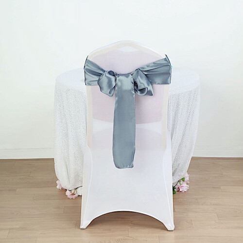 BalsaCircle Stuhlschleifen aus staubblauem Satin, 20 Stück 1