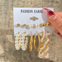 Boucles d'oreilles pendantes à chaîne de perles pour femme (lot de 6 paires)