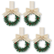 Couronnes de Noël pour placards de cuisine avec ruban (4 pièces)
