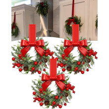 Mini-Weihnachtskränze mit Tannenzapfen, roten Beeren und Schleifen (3 Stück)