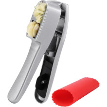 Presse-ail et éplucheur en aluminium et silicone, 2 pièces