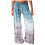 Γυναικείο Casual Ριχτό Παντελόνι Tie-Dye με Φαρδιά Μπλε 1