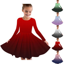 Vestito da bambina a maniche lunghe, taglia 10-12, con stampa sfumata, vestibilità ampia e casual.