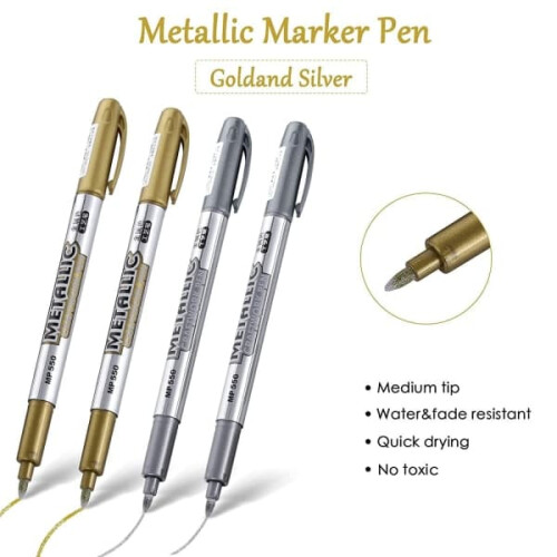 Metallic highlighter pens silver and gold 4-pack 1