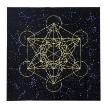 Nappe en tissu de tarot, Cube de Métatron, Grille de cristal