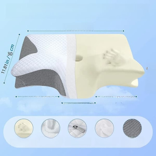 Viscoelastic Ergonomic Neck Pillow 1 Piece Light Gray 1