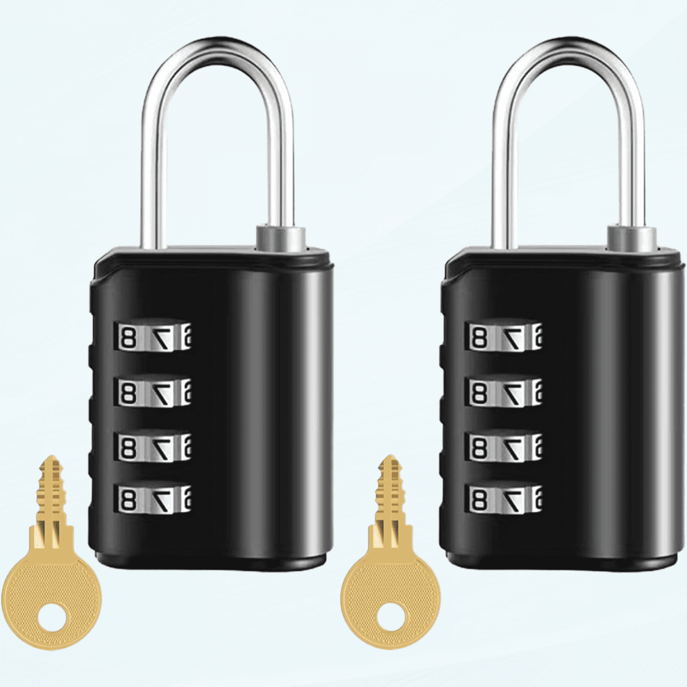 4-Digit Resettable Waterproof Padlock Black 2-Pack 9023022023926