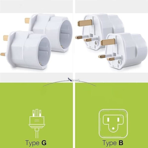 Travel Adapter Plug for UK Use EU to UK Socket White 2 Pack 2