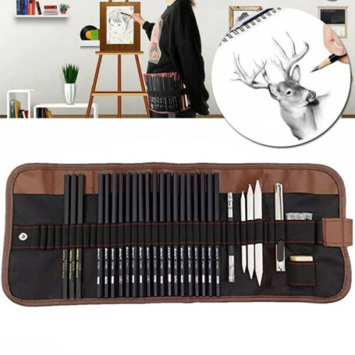 Sketch Pencils Set with Charcoal and Case 29 Pieces 2