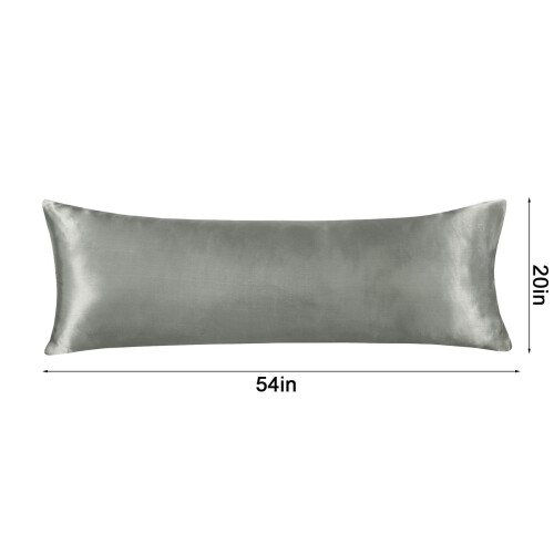 Κάλυμμα μαξιλαριού σώματος γκρι μαλακό σατέν 20x54 ίντσες 2