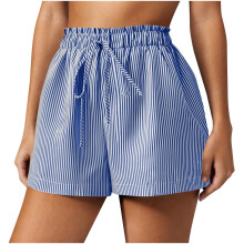 Gestreepte casual shorts voor dames met zakken, 1 paar