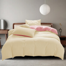 Ensemble de literie King Cotton 4 pièces Jaune uni