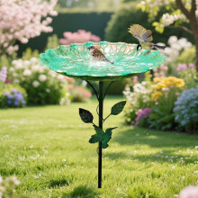 Abreuvoir à oiseaux vintage en métal avec piquet réglable, 1 pièce