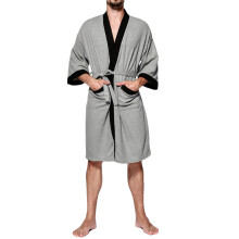 Bata de punto ligera para hombre, gris oscuro, hasta la rodilla.