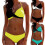 Dames zwarte patchwork stringbikini set 1