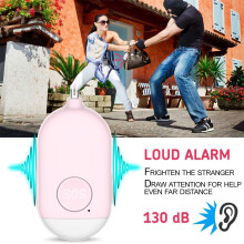 LED Personal Safety Alarm Keychain 130dB Pink