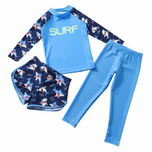 Kids' long sleeve split swimsuit blue 9-10 years