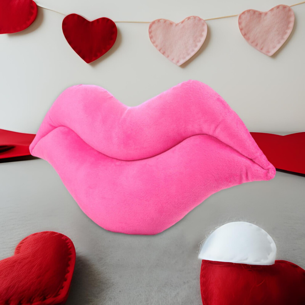 Lip Shape Throw Pillow Pink Soft Decorative Cushion 18x18
