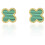 18K Gold Plated Clover Stud Earrings Green 1