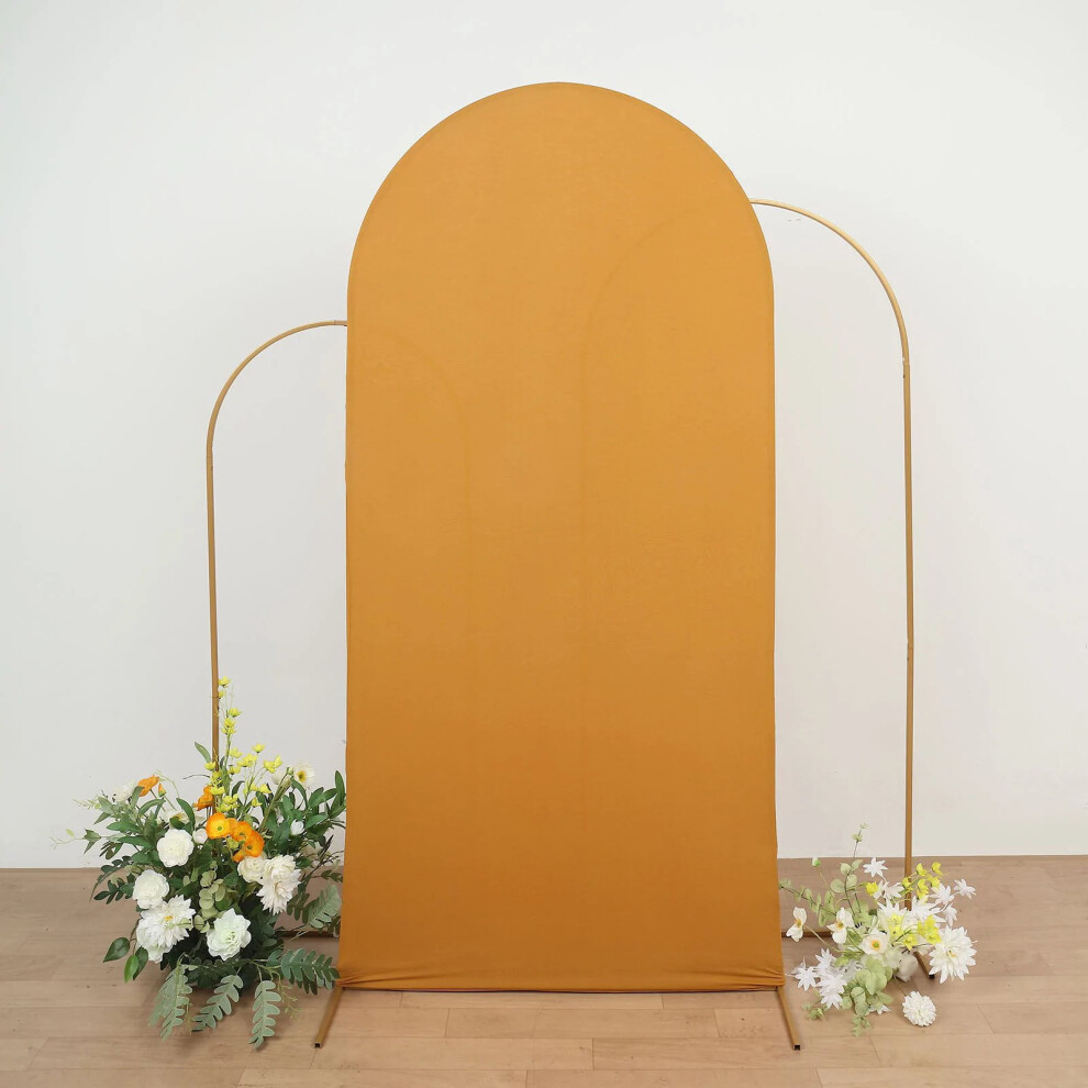 Matte Spandex Round Arch Cover 7 Ft Gold 9448990215256