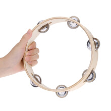Kids Wooden Tambourine with Metal Bells 8 Inch