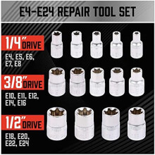 14Piece E-TORX Socket Set Premium Female Torx Socket Set, Star Socket Set, Torque Socket Set, External Torx Socket Set