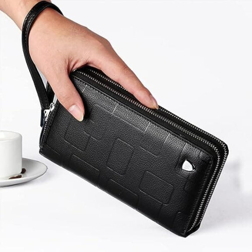 Τσάντα Her Clutch Bag από γνήσιο δέρμα, πορτοφόλι με φερμουάρ, μακρύ πορτοφόλι 1