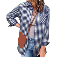 Damski kardigan w kratę z długim rękawem, casualowa kurtka S-2XL