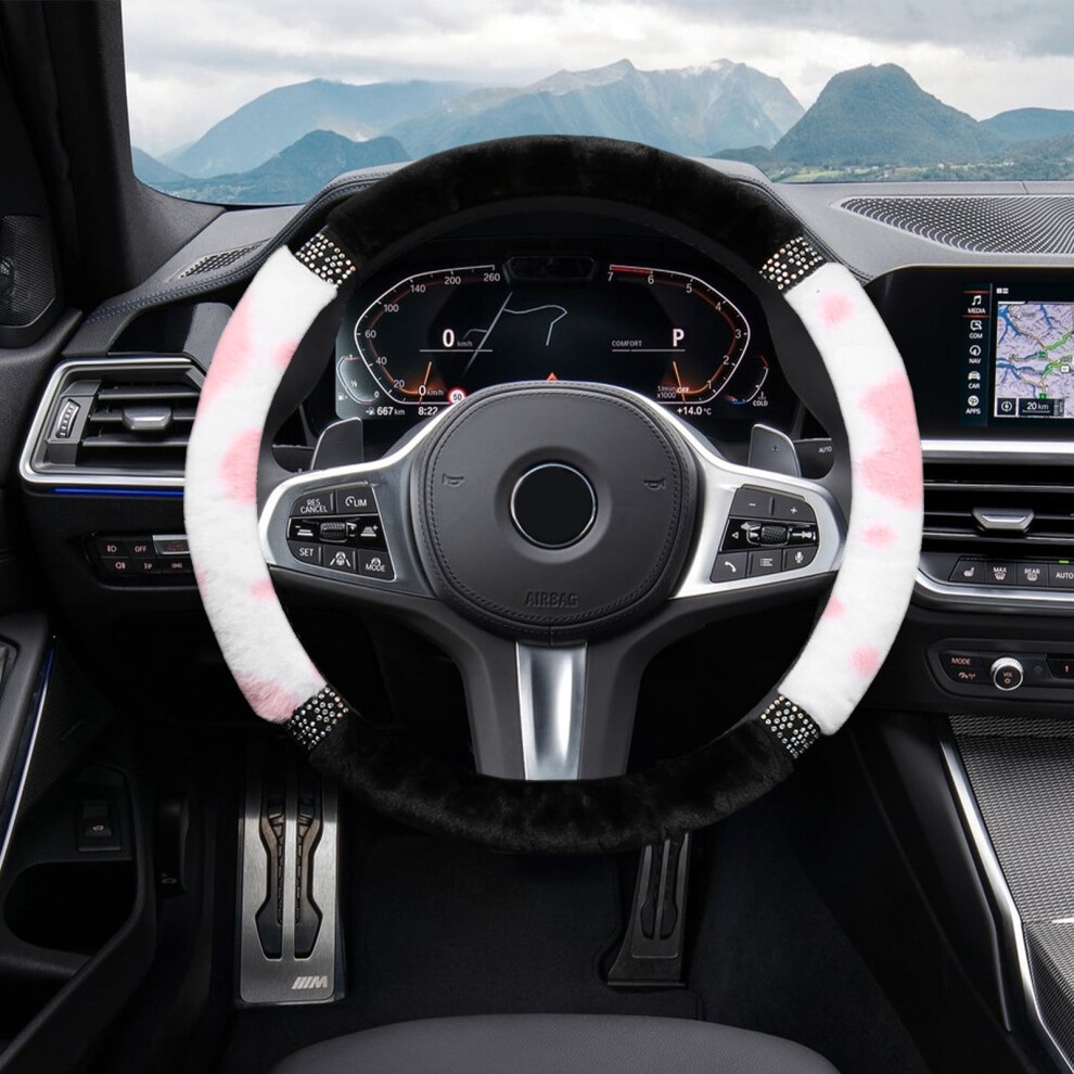 Cow Lint Steering Wheel Cover Winter Soft 1 Piece 9555307968245