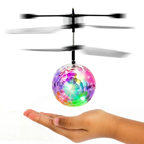 Bola voadora de LED com sensor de movimento e controle remoto.