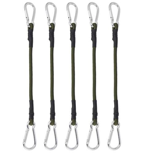 Corzi elastice rezistente pentru exterior cu cârlige tip carabină, pachet de 5