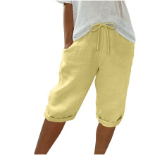 Damen-Freizeitshorts, einfarbig, gelb, Größe M