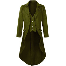 Casaco masculino estilo steampunk vitoriano verde militar
