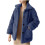 Giacca invernale da donna in pile blu, leggera. 1
