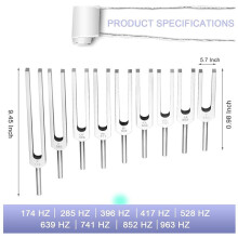 9PCS Tuning Fork Set,Tuning Forks Chakra for Healing Meditation Yoga Relaxation Instrument with Wooden Stand