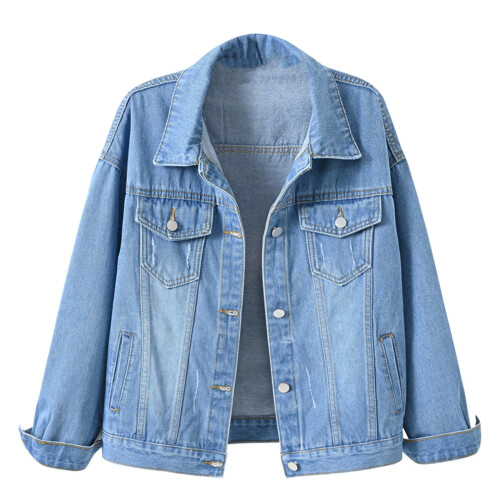 Damen-Jeansjacke, hellblau, langärmlig, Größe XL