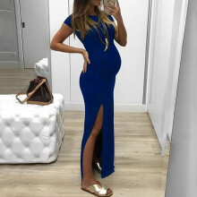 Abito premaman UTTOASFAY blu a maniche corte, taglia XL