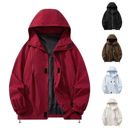 Giacca utility da uomo impermeabile e antivento con cappuccio e