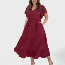 Abito lungo Lenago da donna con scollo a V, senza maniche, estivo e casual.