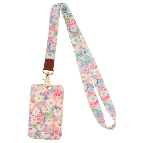 Porte-badge vertical en cuir PU avec cordon