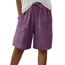 Damen-Bermudashorts, einfarbig, lässig, 1 Paar