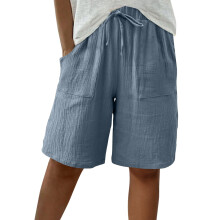 Damen-Bermudashorts, einfarbig, lässig, 1 Paar