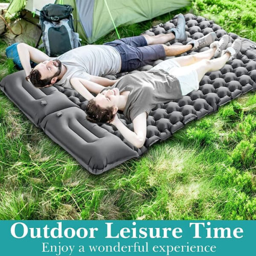 Inflatable Camping Mattress Double Size Peacock Blue 2